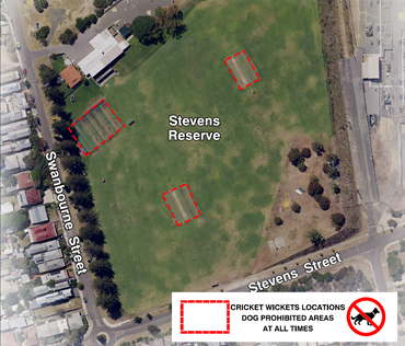 Aerial view of Stevens Reserve cricket pitches