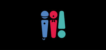 Stylized illustration of two exclamation marks and an exclamation point on a black background, with the blue and red marks resembling people, one in a bow tie, and the green mark as a standard exclamation point.