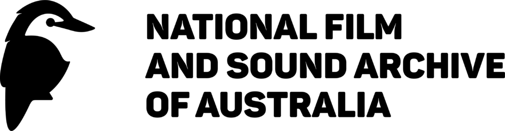 Logo featuring a stylized black bird on the left and bold black text reading National Film and Sound Archive of Australia on the right, all on a light gray background.