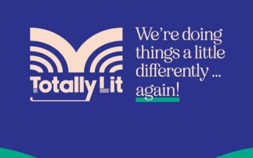 Graphic with Totally Lit in bold stylized font and the text Were doing things a little differently ... again! on a blue background with green curved shapes at the bottom.