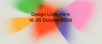 Text Design Lives Here 16–25 October 2026 over a soft, blurred background with overlapping shapes in green, orange, red, purple, pink, and yellow.